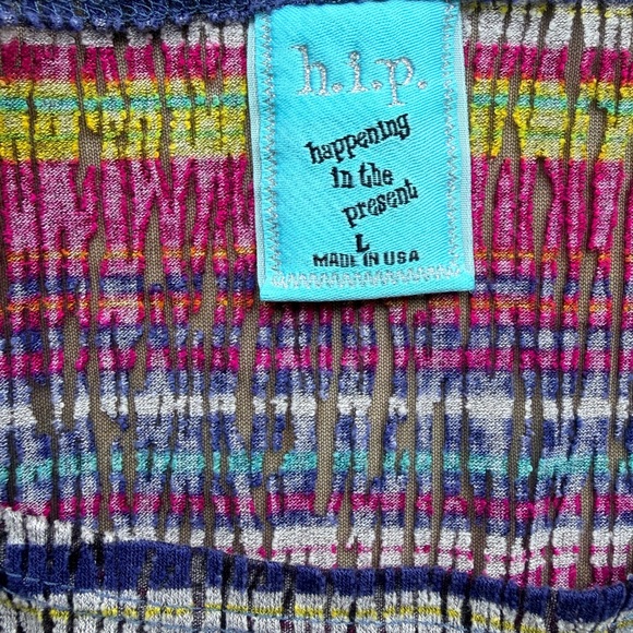 H.I.P. Happening in the Present Multicolor Striped Slashed Knit Top - Size L - Picture 2 of 4
